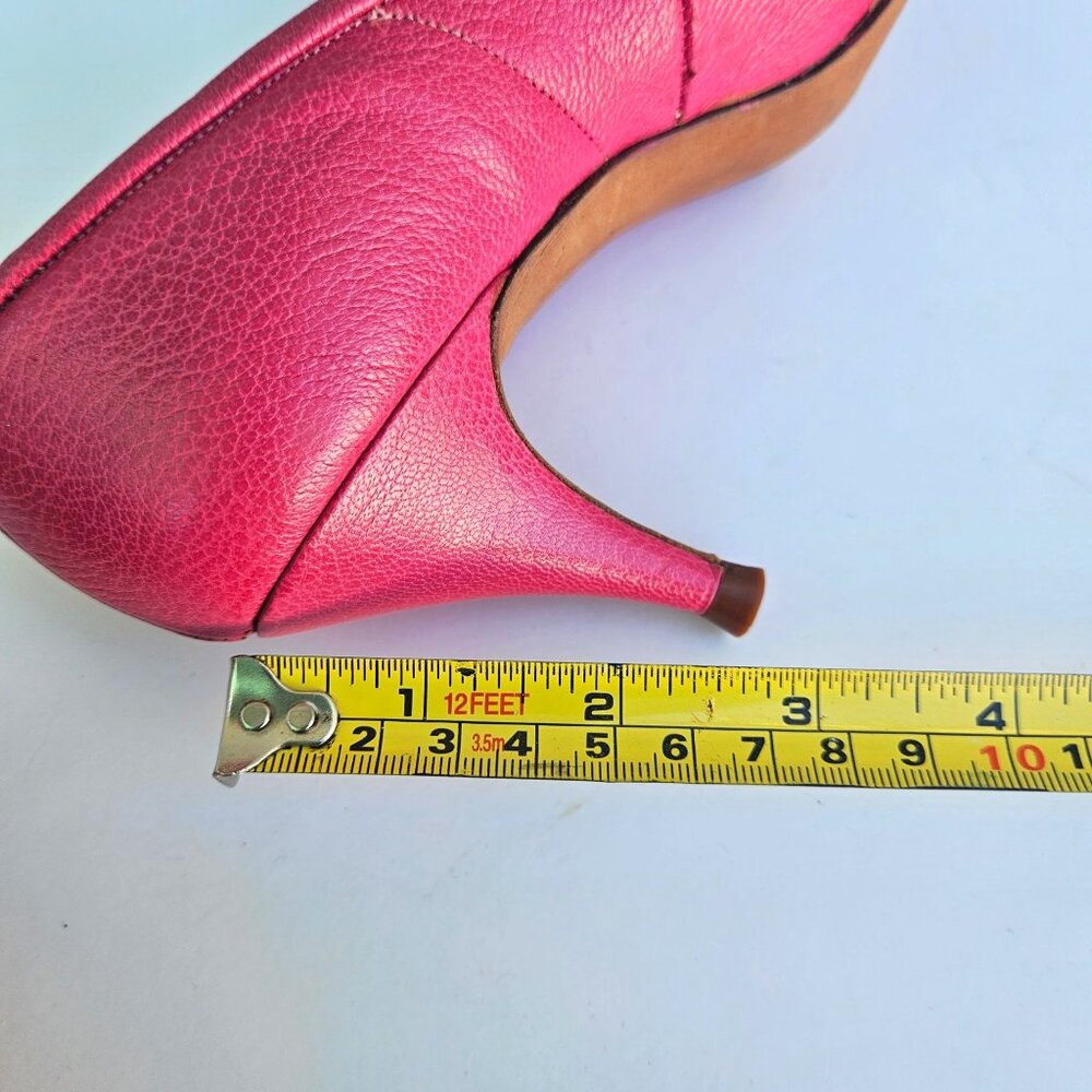Vintage 50s Pink Leather Kitten Heel Pumps Sz 5B Rhodes Mr. Neal - Picture 7 of 16